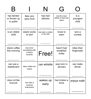 Human BINGO Card