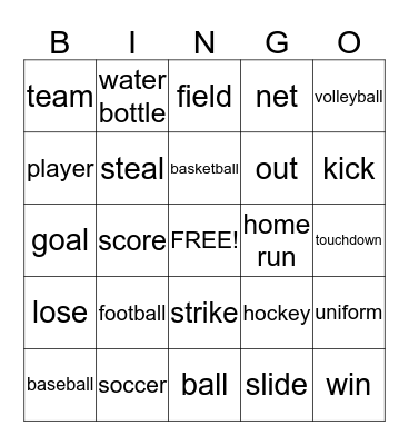 Sports  Bingo Card