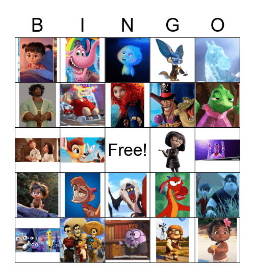 Disney/Pixar Bingo Card