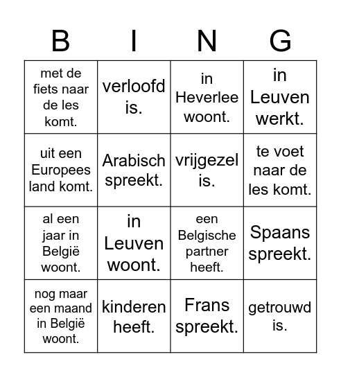 Een persoon die ... Bingo Card