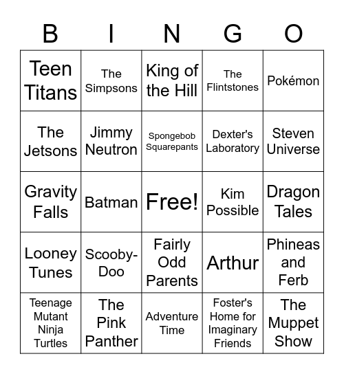 Theme Songs! Bingo Card