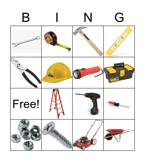 construction tools Bingo Card