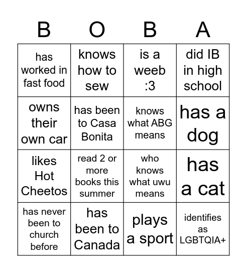 FIND SOMEONE WHO... Bingo Card