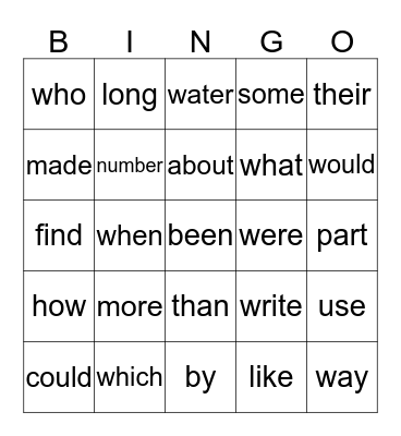 Ms. Dodge's BINGO card Bingo Card