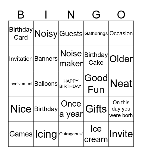 Birthda Bingo! Bingo Card