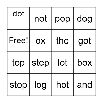 First Grade Bingo Card