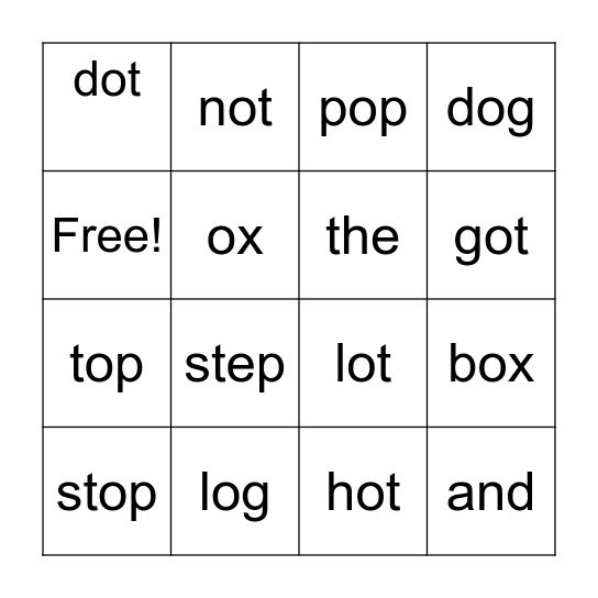 First Grade Bingo Card