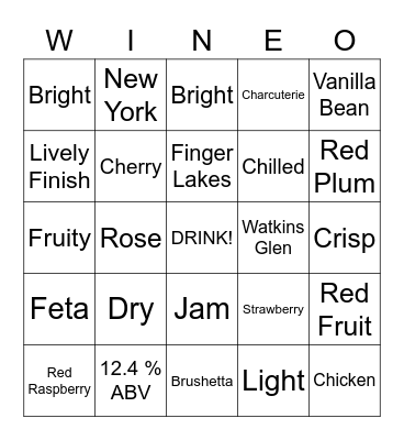 Lakewood Dry Rose Bingo Card