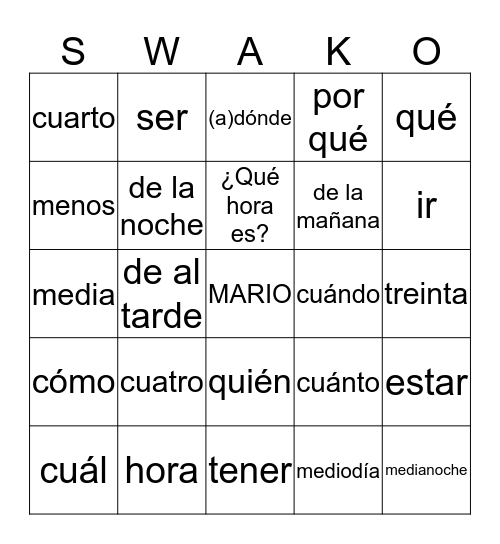 SAKO Bingo Card