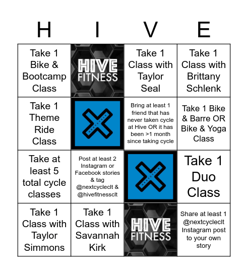 NEXTCycle October 2021 Challenge Bingo Card