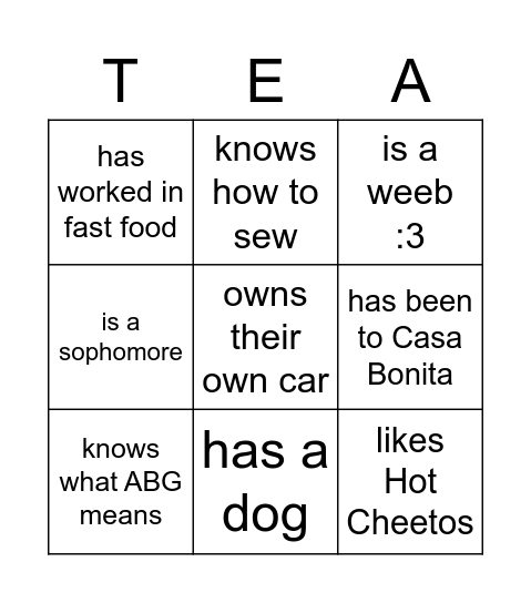 FIND SOMEONE WHO... Bingo Card