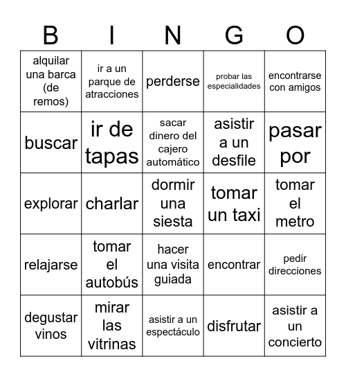 Sp 3 U1 Actividades por el pueblo Bingo Card