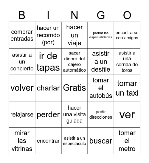 Sp 3 U2 Actividades por el pueblo Bingo Card