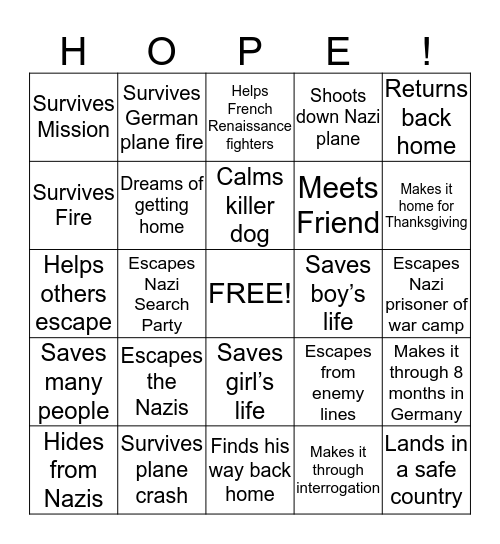 Hope Bingo Card