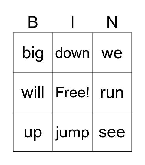 k-1b Bingo Card