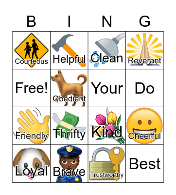 Scout Law Bingo Card