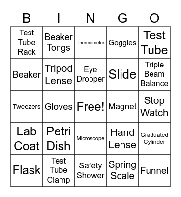 LAB EQUIPMENT Bingo Card