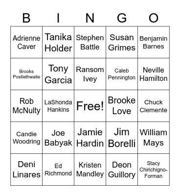 New Hire Leadership Bingo Card