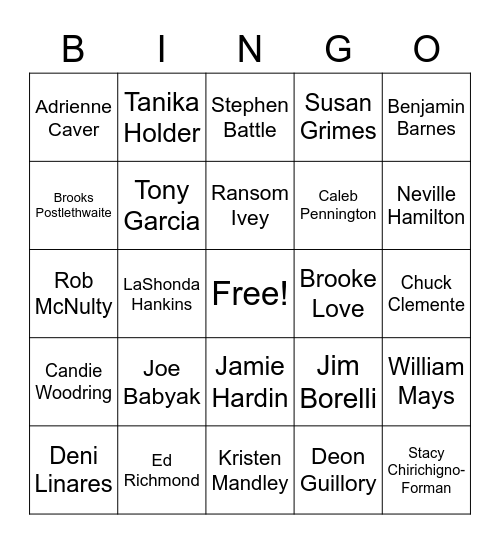 New Hire Leadership Bingo Card