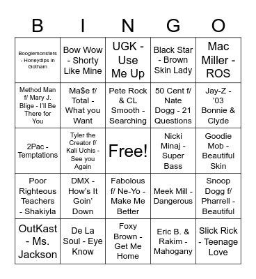 Round 4 - Love Songs Bingo Card