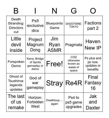 Damians Bust Fest Bingo Card