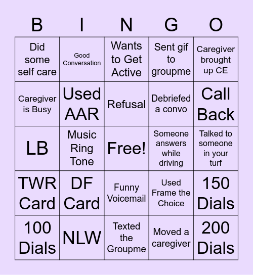 MMS Bingo Card