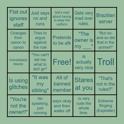 GAS Rule Breaker Bingo! Bingo Card