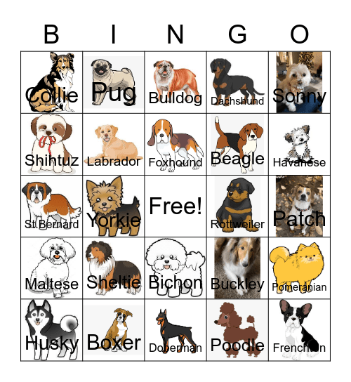 Dog Bingo Card