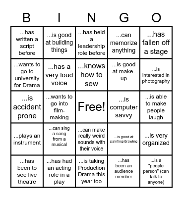 DRAMA: Someone Who... Bingo Card