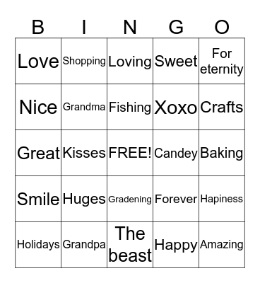 Happy grand parents day Bingo Card