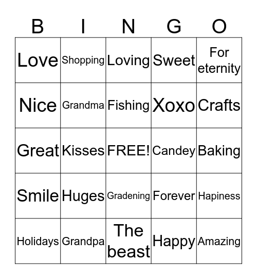 Happy grand parents day Bingo Card