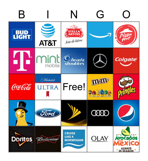 Super Bowl Commercial Bingo Card