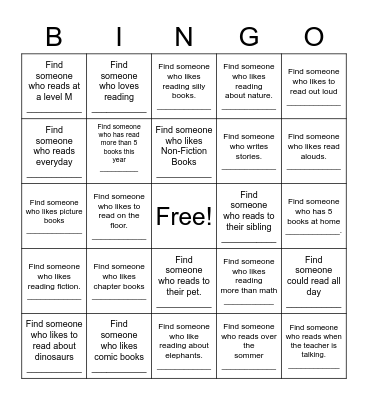 Find someone who Bingo Card
