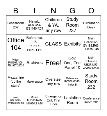 Tran Library Bingo Card