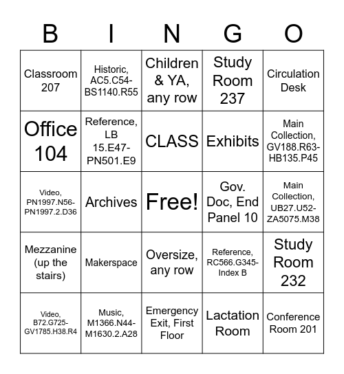 Tran Library Bingo Card