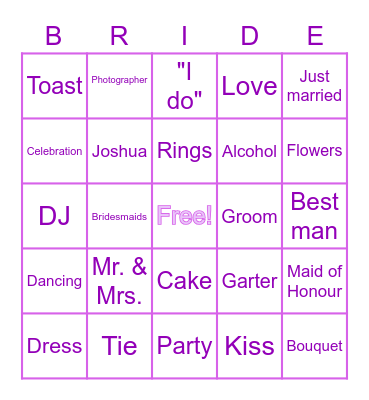 Bridal Shower Bingo Card