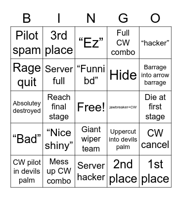 SCR BINGO Card