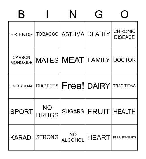 DEADLY CHOICES Bingo Card