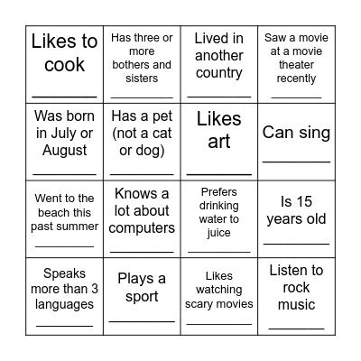 Find Someone Who... Bingo Card