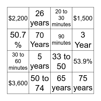 Women Health Week Bingo Card