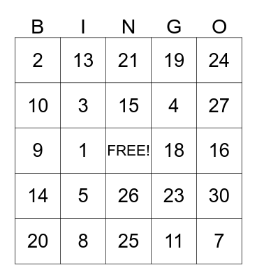 Baby Shower Bingo Card