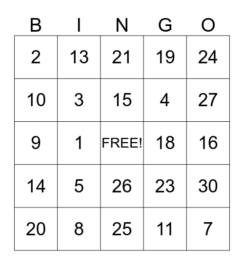 Baby Shower Bingo Card