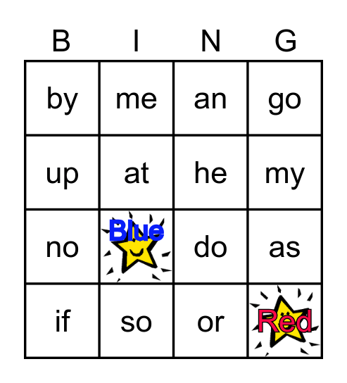 Magic coloured word BINGO Card