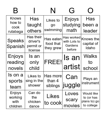 Spring Gardener Bingo Card