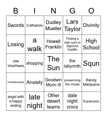 Sunbeams Bingo! Bingo Card