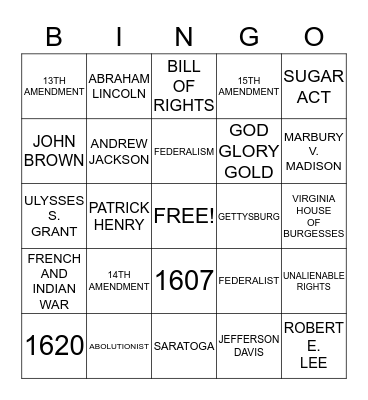 STARR TEST BINGO Card