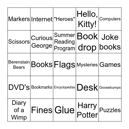 National Library Week Bingo Card