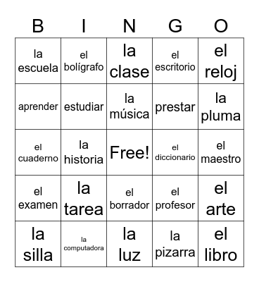 La Loteria - En La Escuela Bingo Card