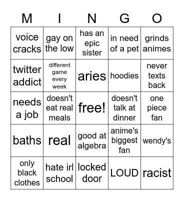 MINGO Bingo Card