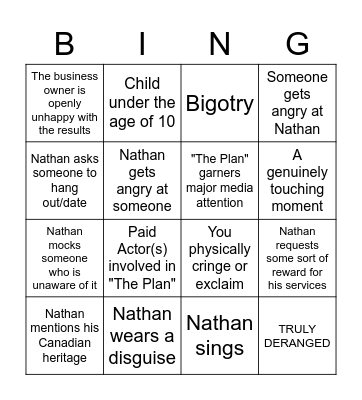 Nathan for You Bingo Card